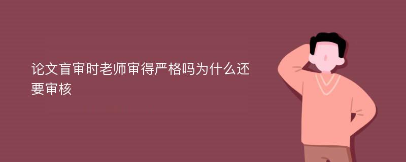 论文盲审时老师审得严格吗为什么还要审核