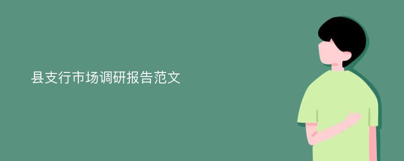 县支行市场调研报告范文